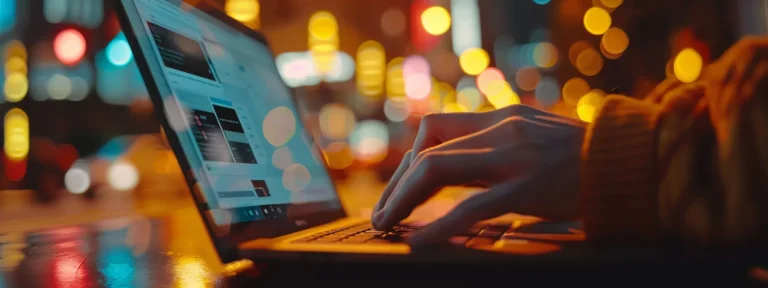 a person typing on a laptop with multiple tabs open, researching long-tail keywords for their seo strategy.